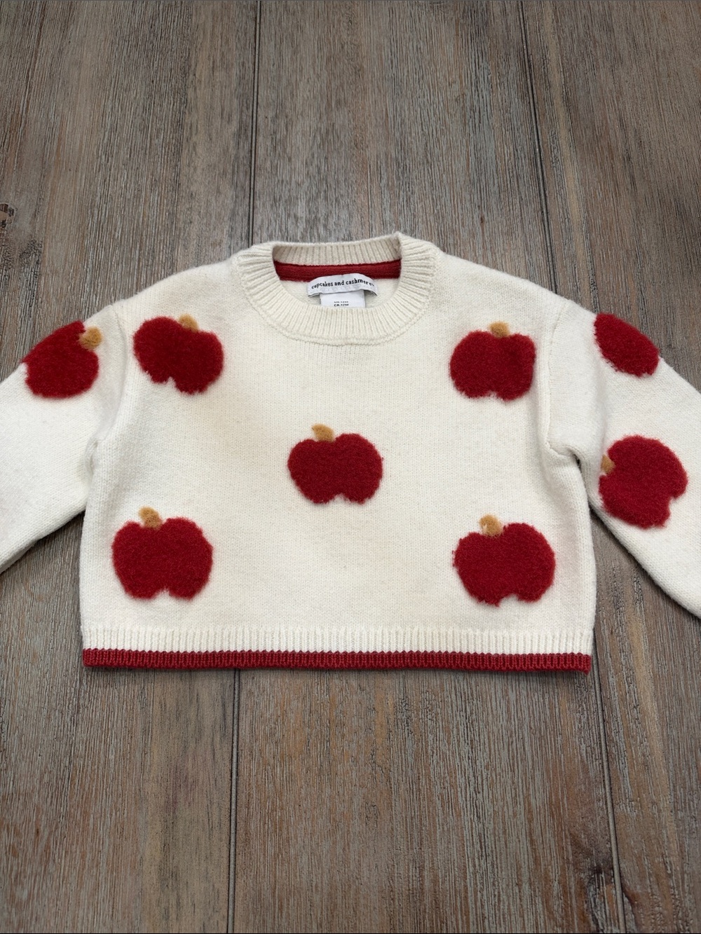 Cupcakes & Cashmere Infant Girls Apple Sweater | Size 12 Months